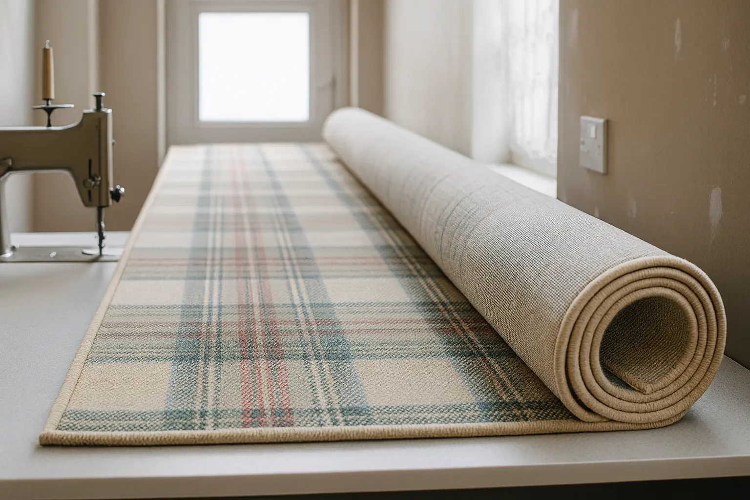 Rug binding herringbone tape application